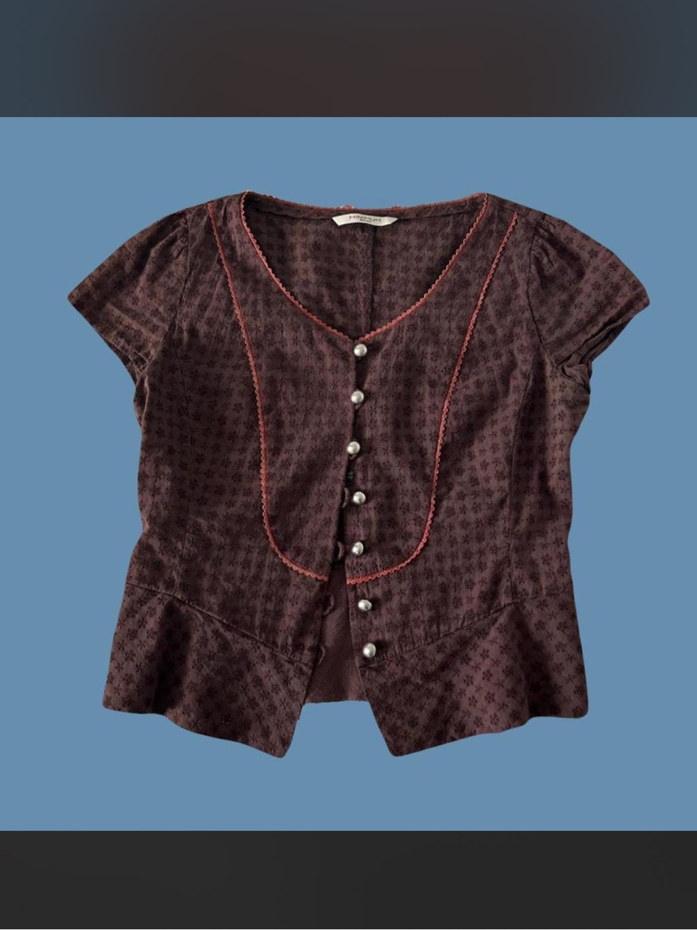 Vintage brown lace button up blouse